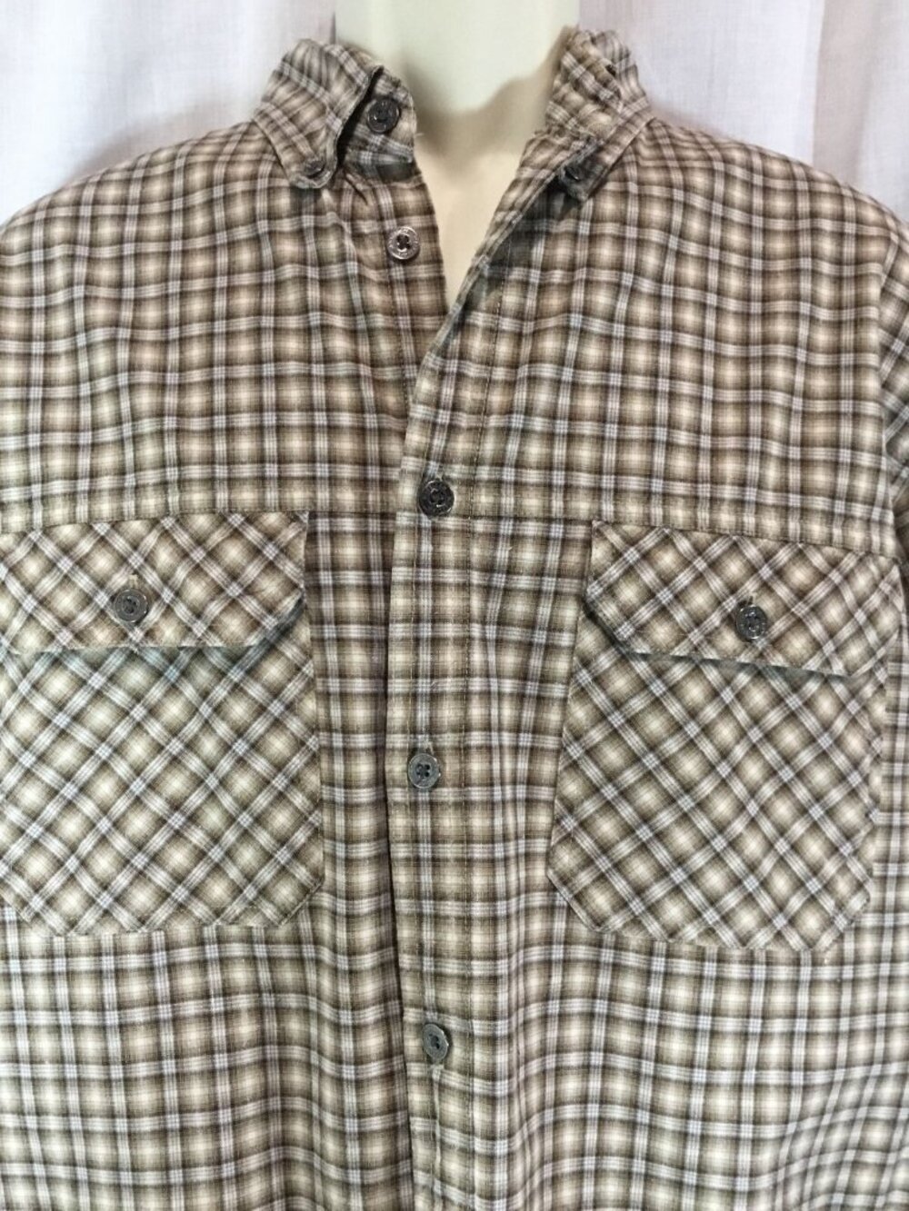 Magellan Sportswear Shirt Mens M Grunge Brown Cabincore Plaid Button Down VTG - Picture 3 of 12